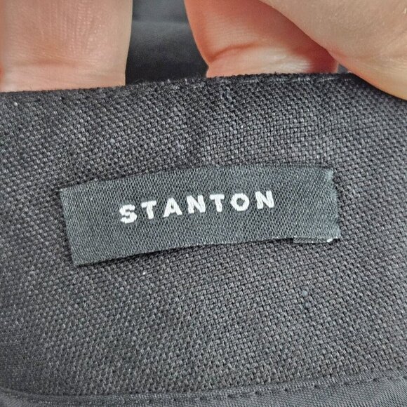 Lafayette 148 Stanton Linen Pants Black Women’s Size 12 Straight Leg Minimalist - Picture 7 of 12